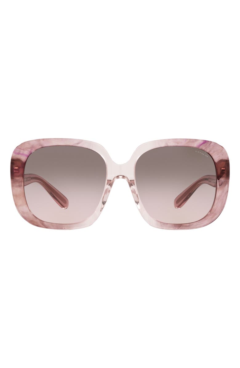 COACH 56mm Square Sunglasses, Main, color, Transparent Pink