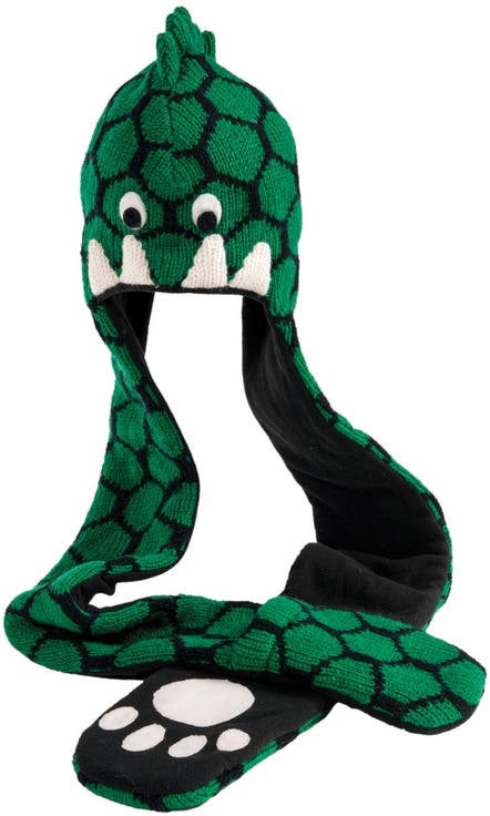 Hand Knit Dinosaur Hatscarf