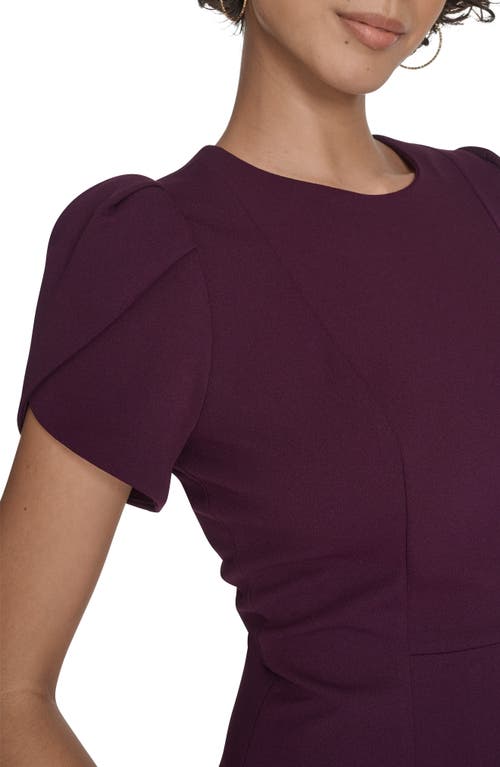 Calvin Klein Tulip Sleeve Crepe A-line Midi Dress In Purple