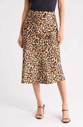 Renee C Leopard Print Midi Skirt