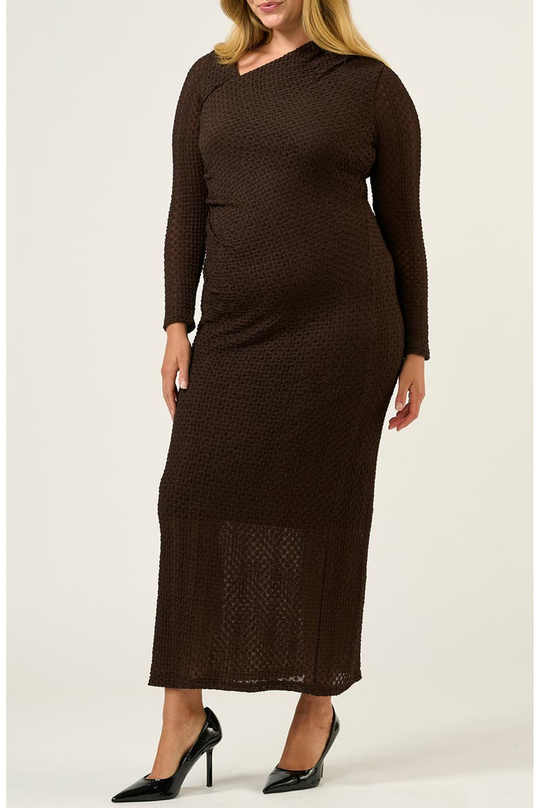 Naomi Long Sleeve Texture Knit Dress, Alternate, color, ESPRESSO