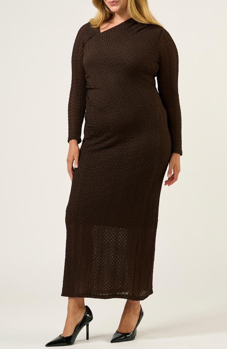 Estelle Naomi Long Sleeve Texture Knit Dress, Alternate, color, Espresso