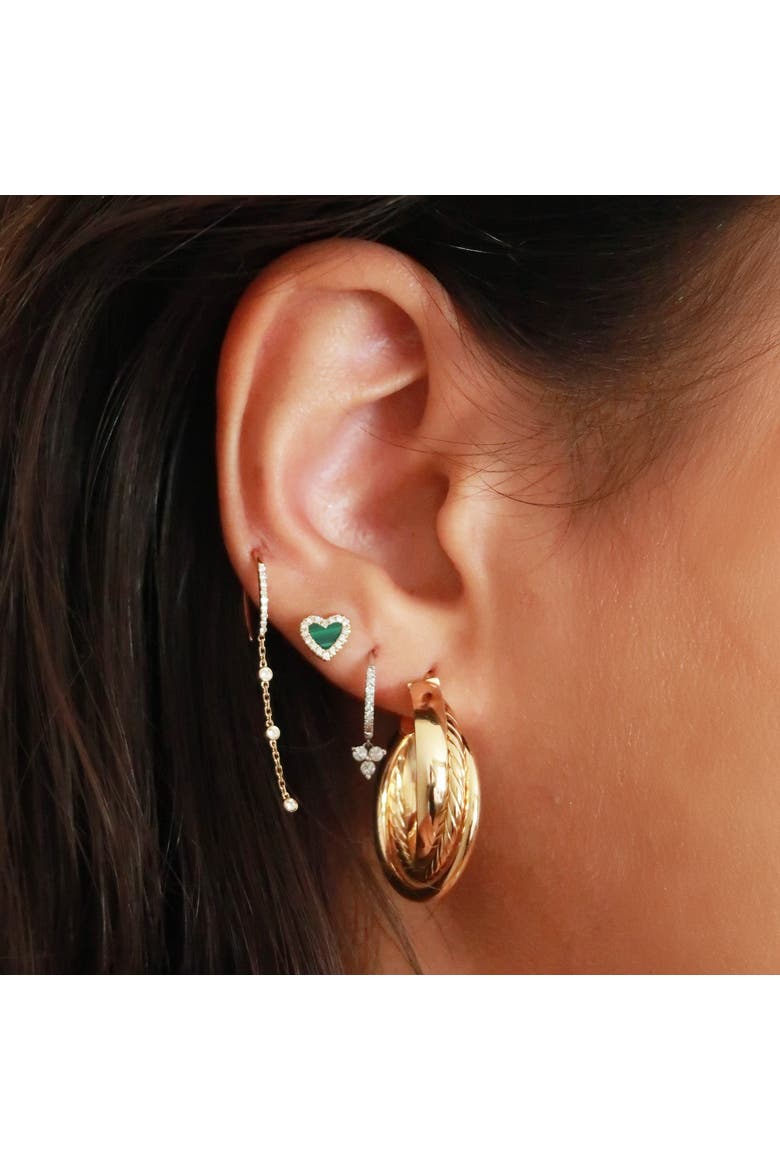 Diamond Station Chain Dangle Earrings, Alternate, color, Yellow Gold