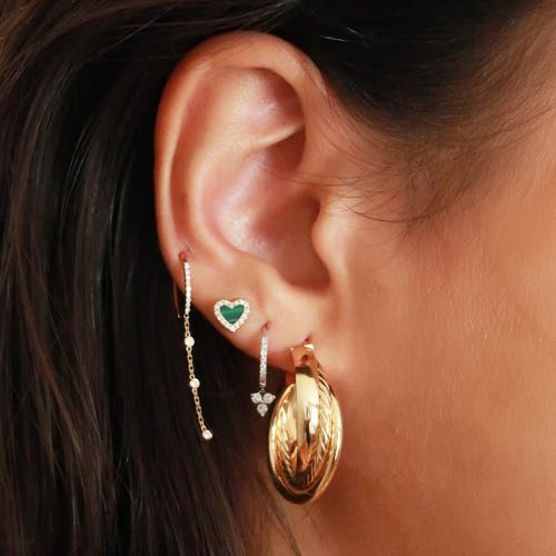 The Lovery Fine Jewelry Malachite Diamond Halo Heart Stud Earrings In Gold