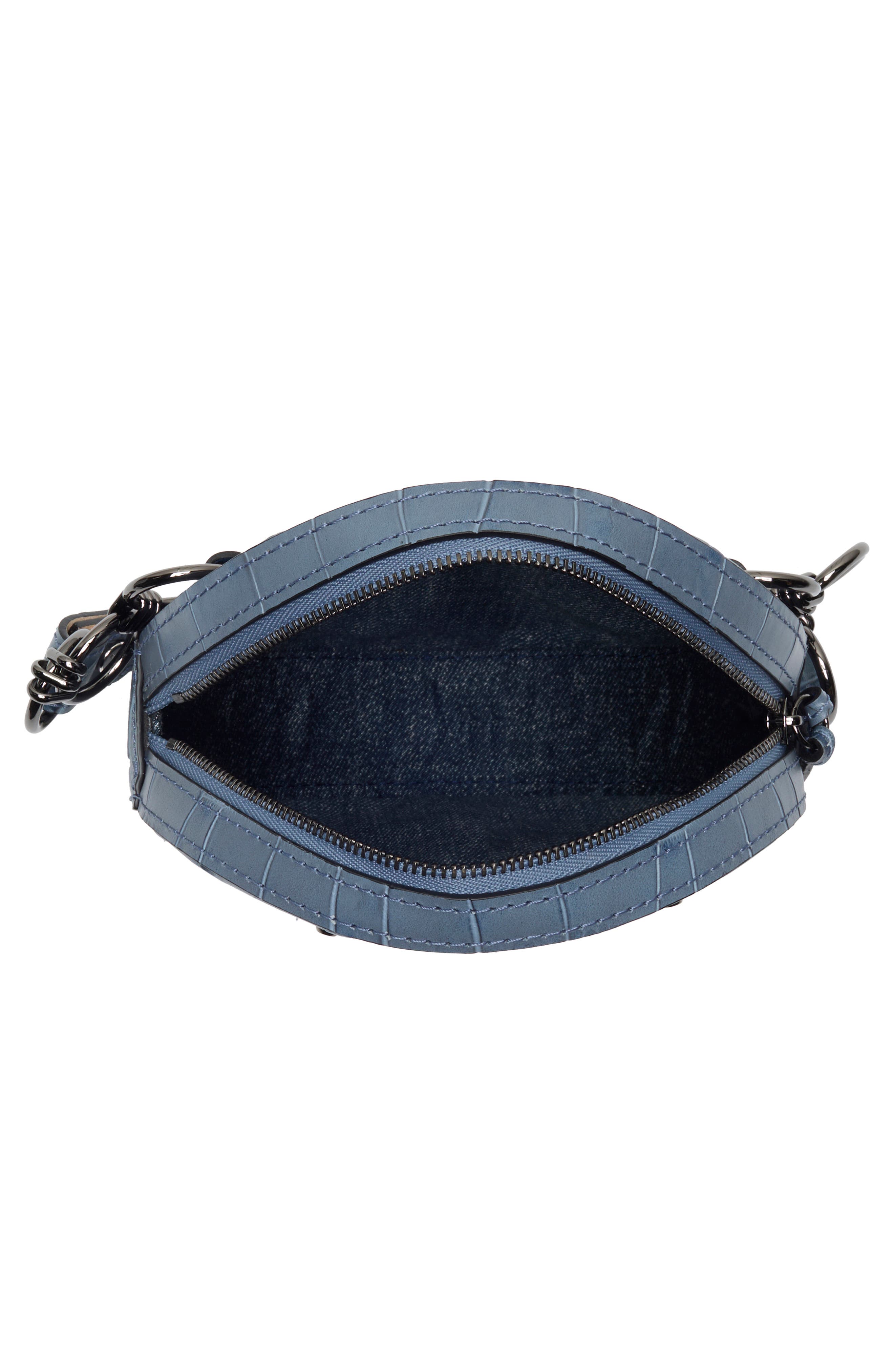 Longchamp Croc Embossed Circle Belt Bag, Alternate, color, Cloud Blue
