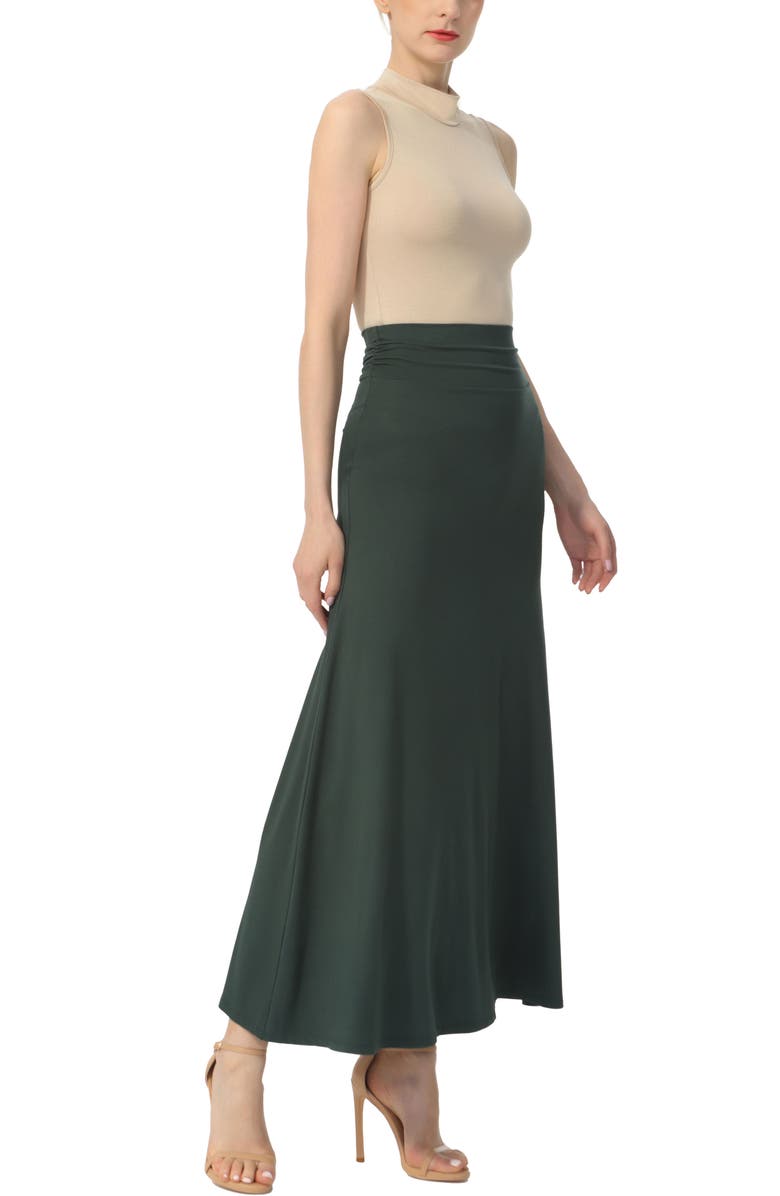 Kimi & Kai Women's Waist Ruched Maxi Skirt, Alternate, color, Forest Green