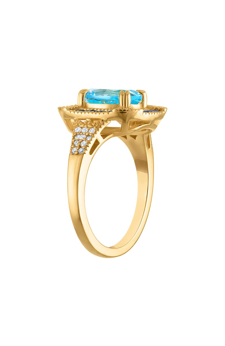 FZN 14K Gold Plated Silver Blue Topaz & Diamond Ring, Alternate, color,