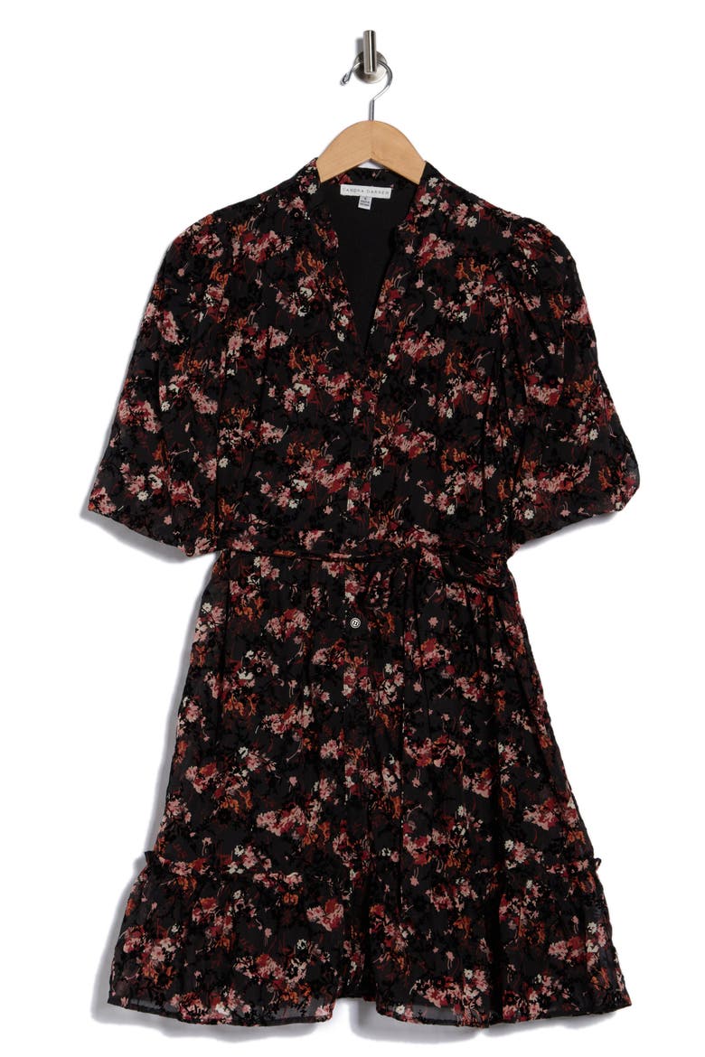 Floral Ruffle Shirtdress, Alternate, color, BLACK FLORAL