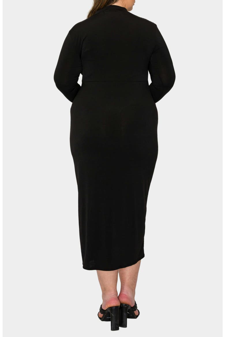 Aurora Elegance Long Sleeve Body-Con Midi Dress, Alternate, color, BLACK