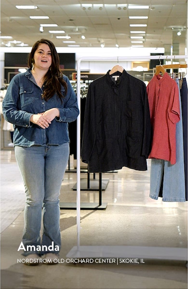 Stand Collar Organic Linen Jacket, sales video thumbnail