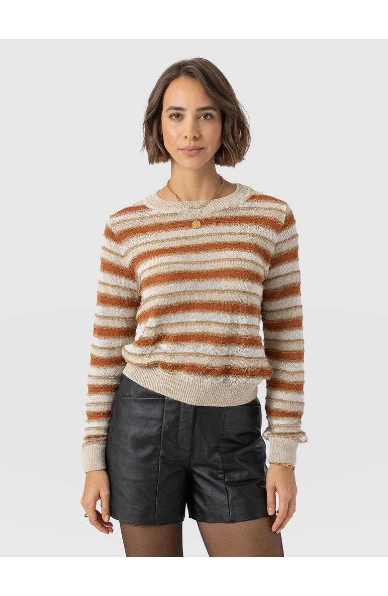 Saint + Sofia Fearne Knit Long Sleeve Tee, Main, color, Rust Stripe