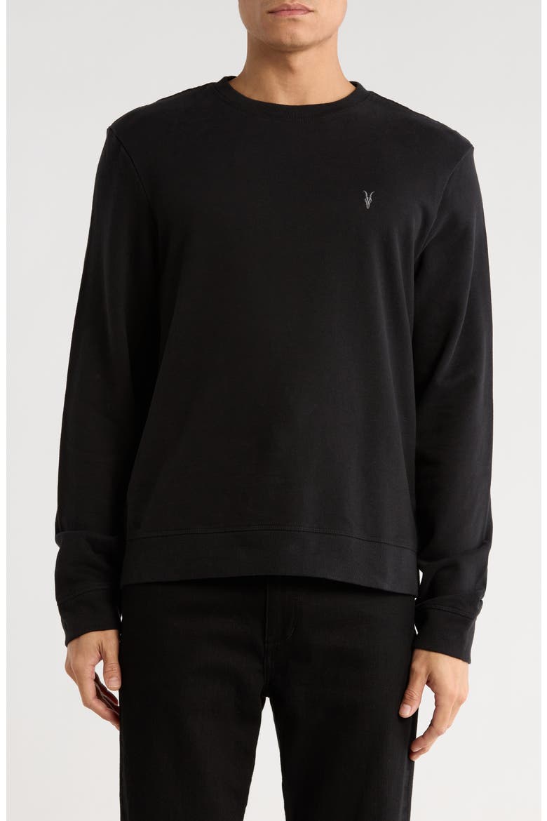 Aven Cotton Crewneck Sweatshirt, Main, color, BLACK