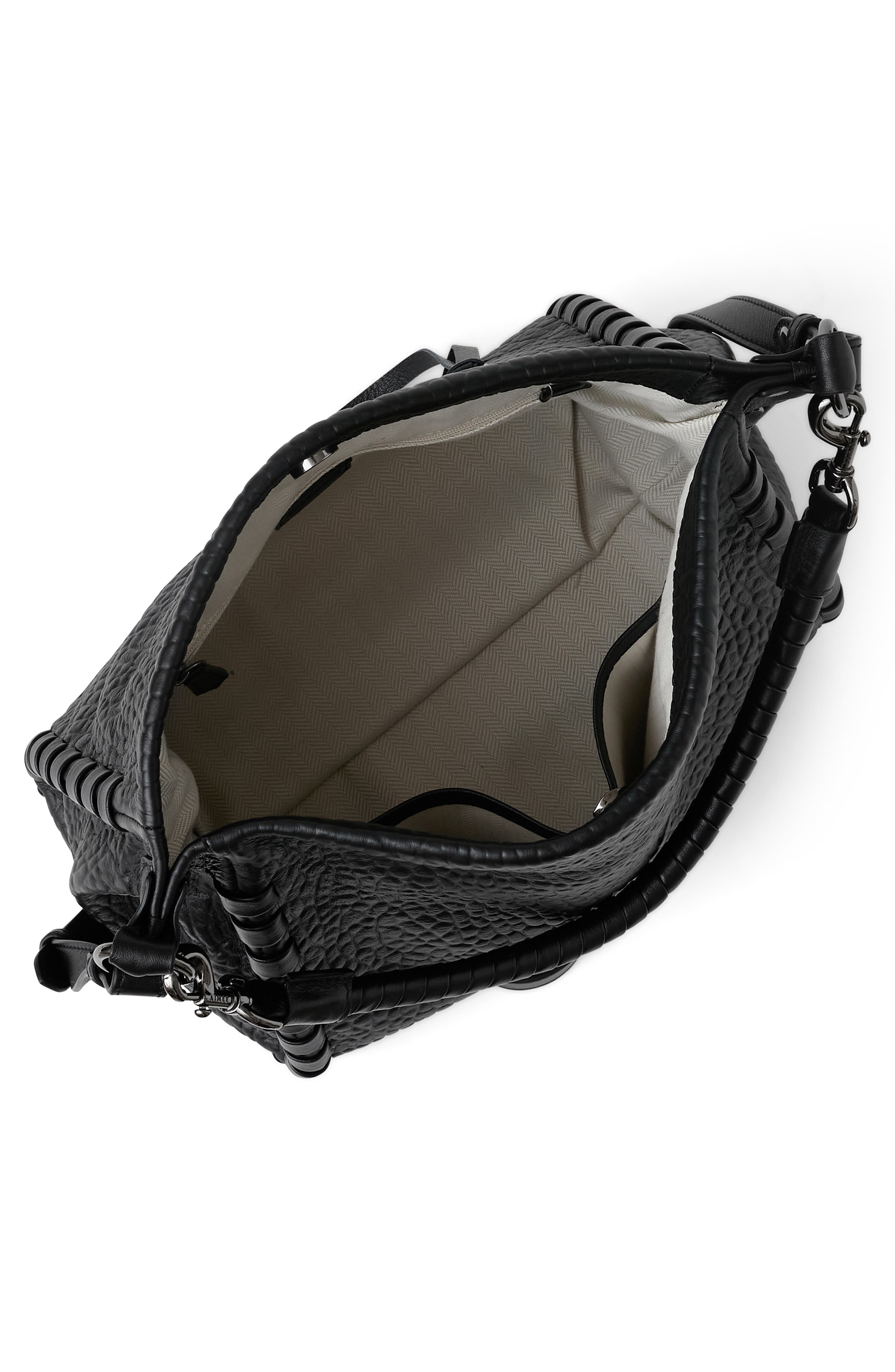 Zen Leather Hobo, Alternate, color, BLACK BUBBLE GRAIN