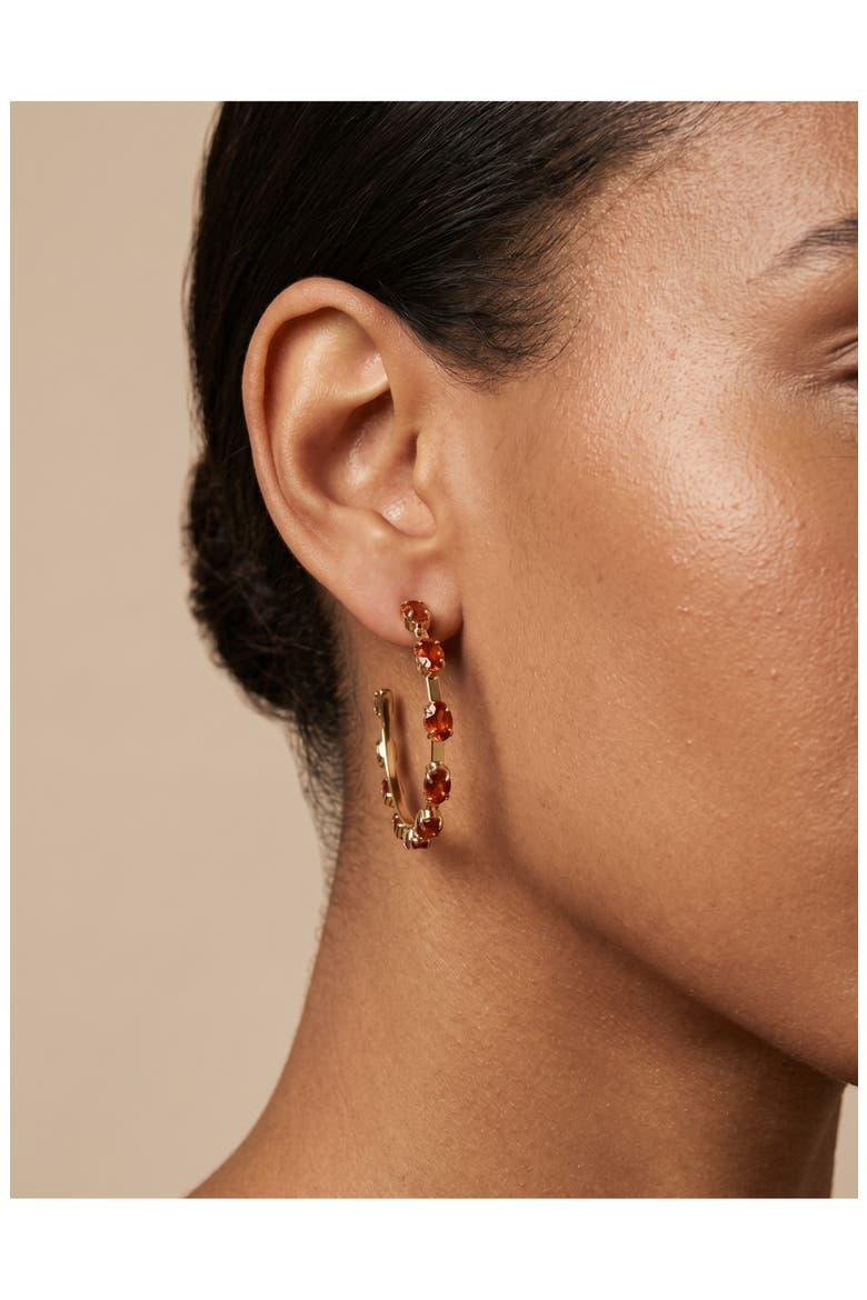 Mini Haley Crystal Hoop Earrings, Alternate, color, SUNSET