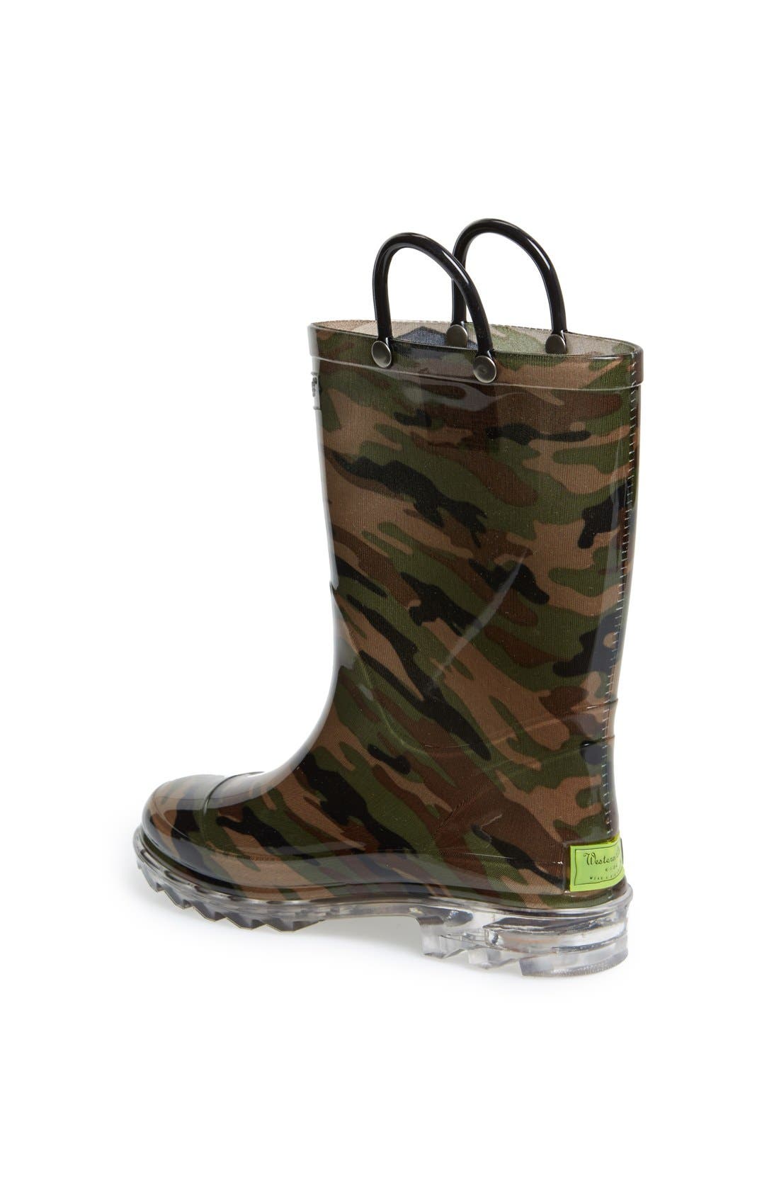 Western Chief Camo Light-Up Waterproof Rain Boot, Alternate, color, Green