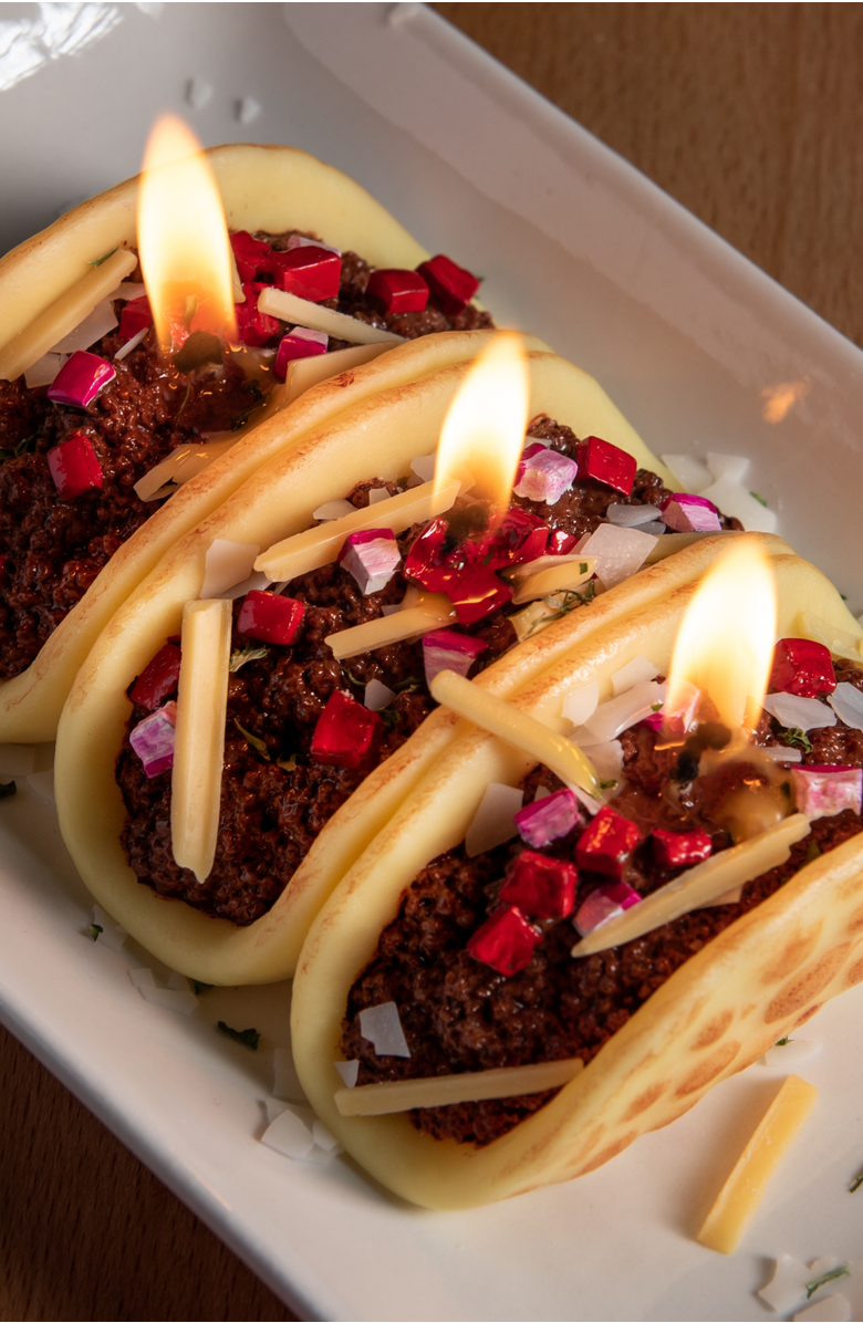 Southlake gifts Taco Candle, Alternate, color, Yellow / Brown