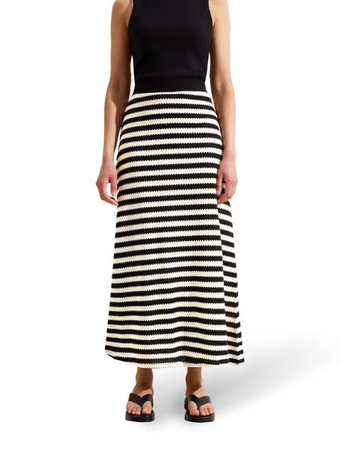 Mono Stripe Knit Midi Skirt