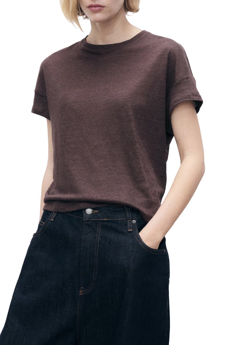 MANGO Dolman Sleeve Linen T-Shirt, Main, color,