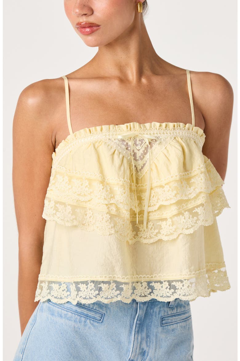 Jazlyn Lace Detail Tiered Top, Alternate, color, BUTTER YELLOW
