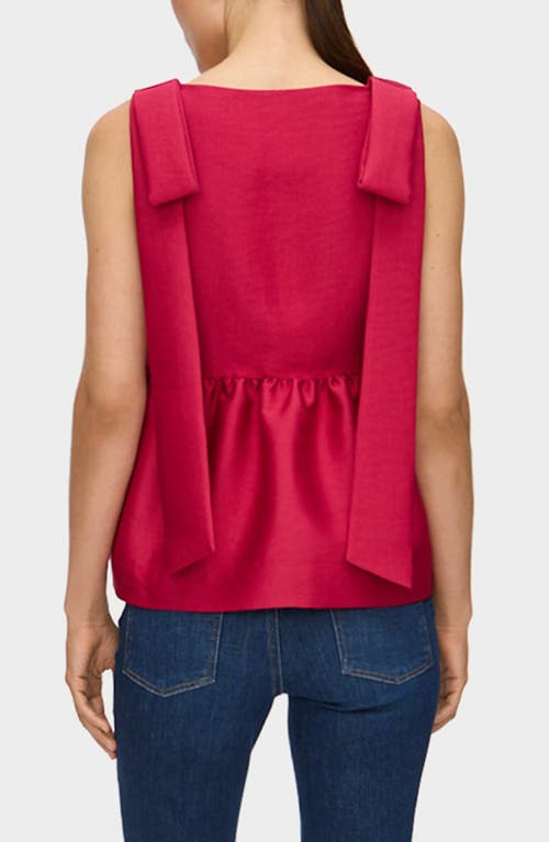 Aligne Alina Bow Strap Satin Peplum Top In Red
