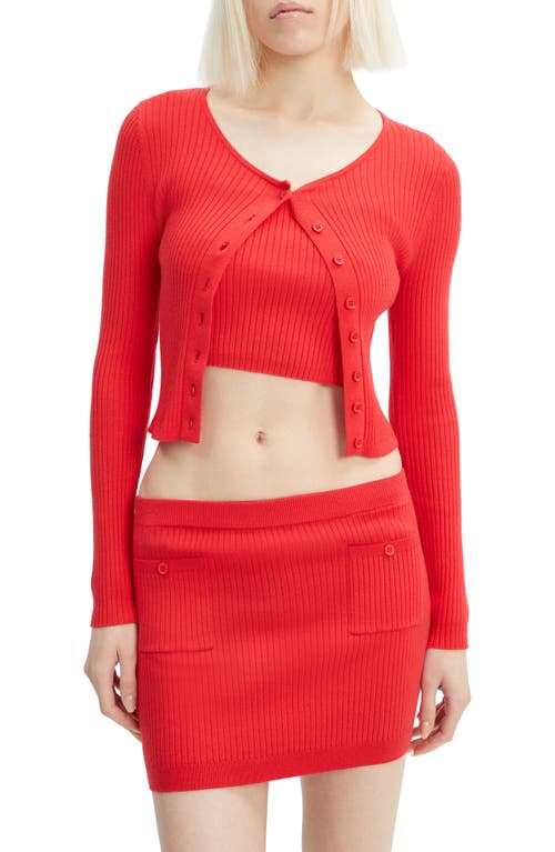 Bardot Sarita Rib Cardigan In Deep Red
