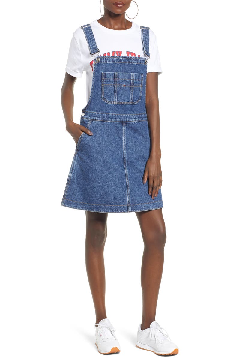 TOMMY JEANS TJW Denim Dungaree Dress, Main, color,