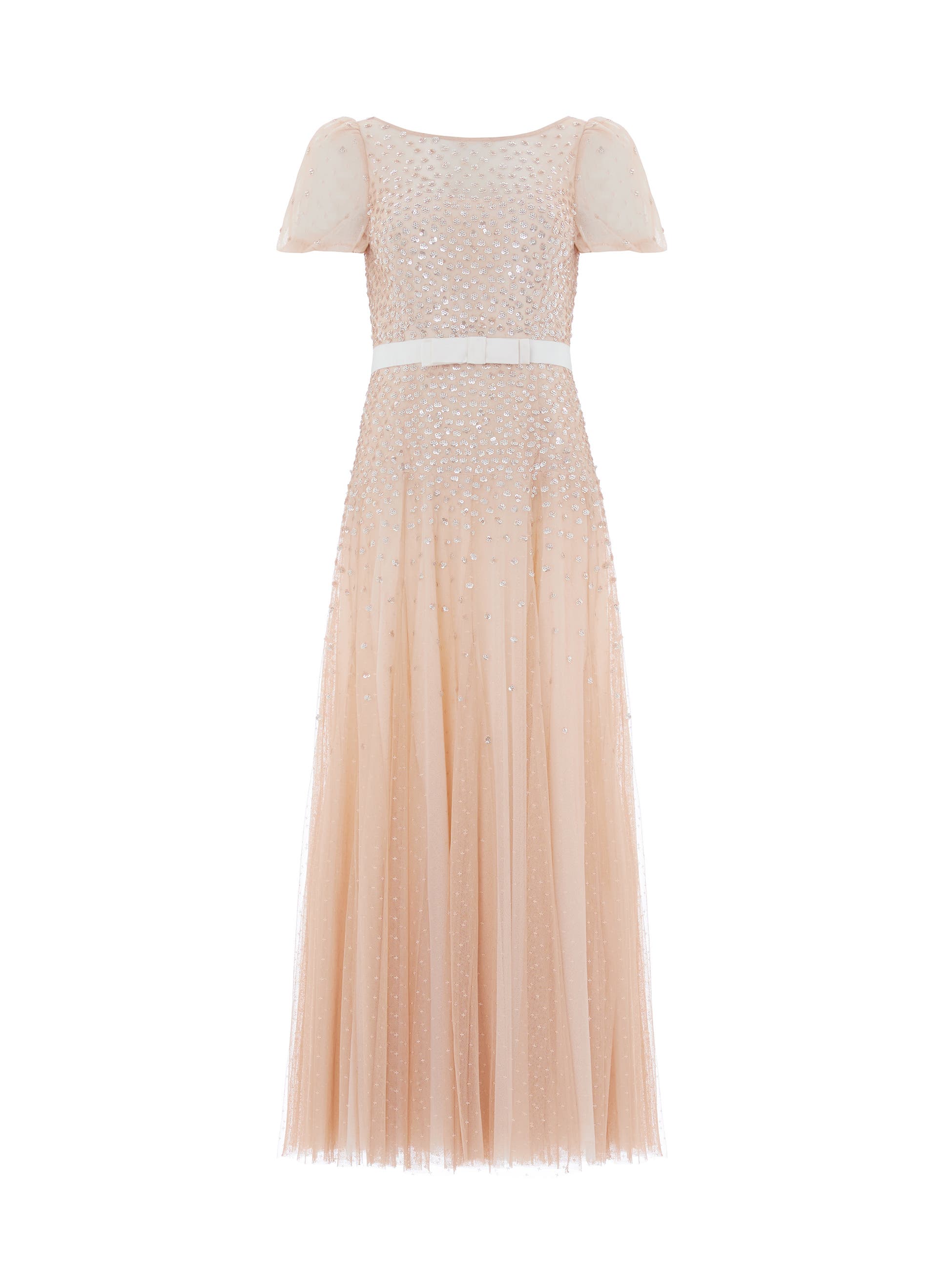Needle & Thread Sequin Cascade Bow Short Sleeve Gown (Women) | Nordstrom