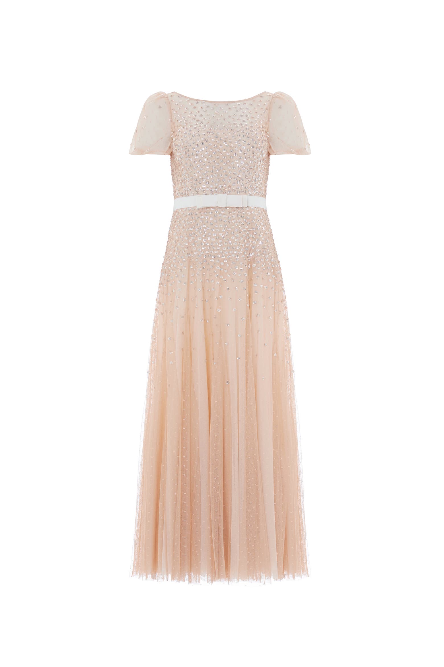Short Syringes Needle & Thread Sequin Cascade Bow Short Sleeve Gown (Women) | Nordstrom