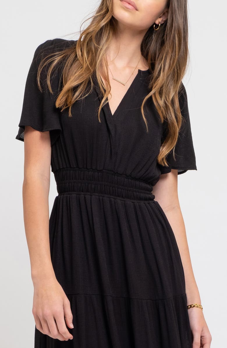 AUGUST SKY Split Neck Tiered Midi Dress, Alternate, color, 
