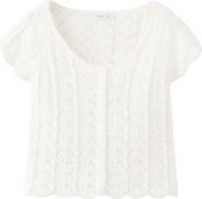 MANGO TEEN Open Stitch Knit Button-Up Shirt