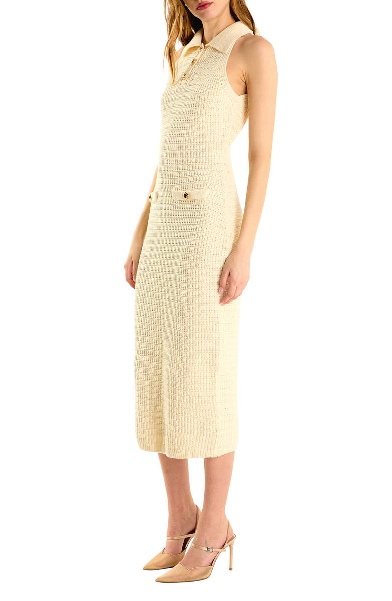 Endless Rose Open Stitch Collared Midi Dress, Alternate, color, Ivory