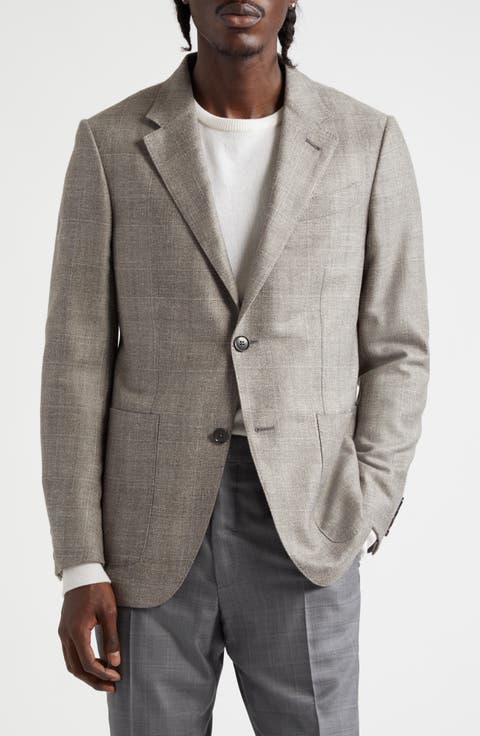 Windowpane Wool Blend Sport Coat