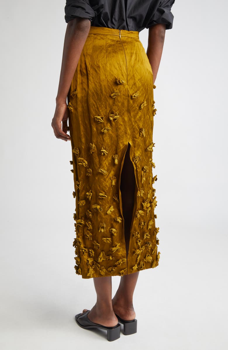 Michael Kors Collection Floral Satin Skirt, Alternate, color, Cactus