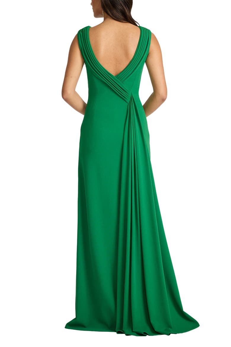 V-Back Crepe Gown, Alternate, color, BAMBOO
