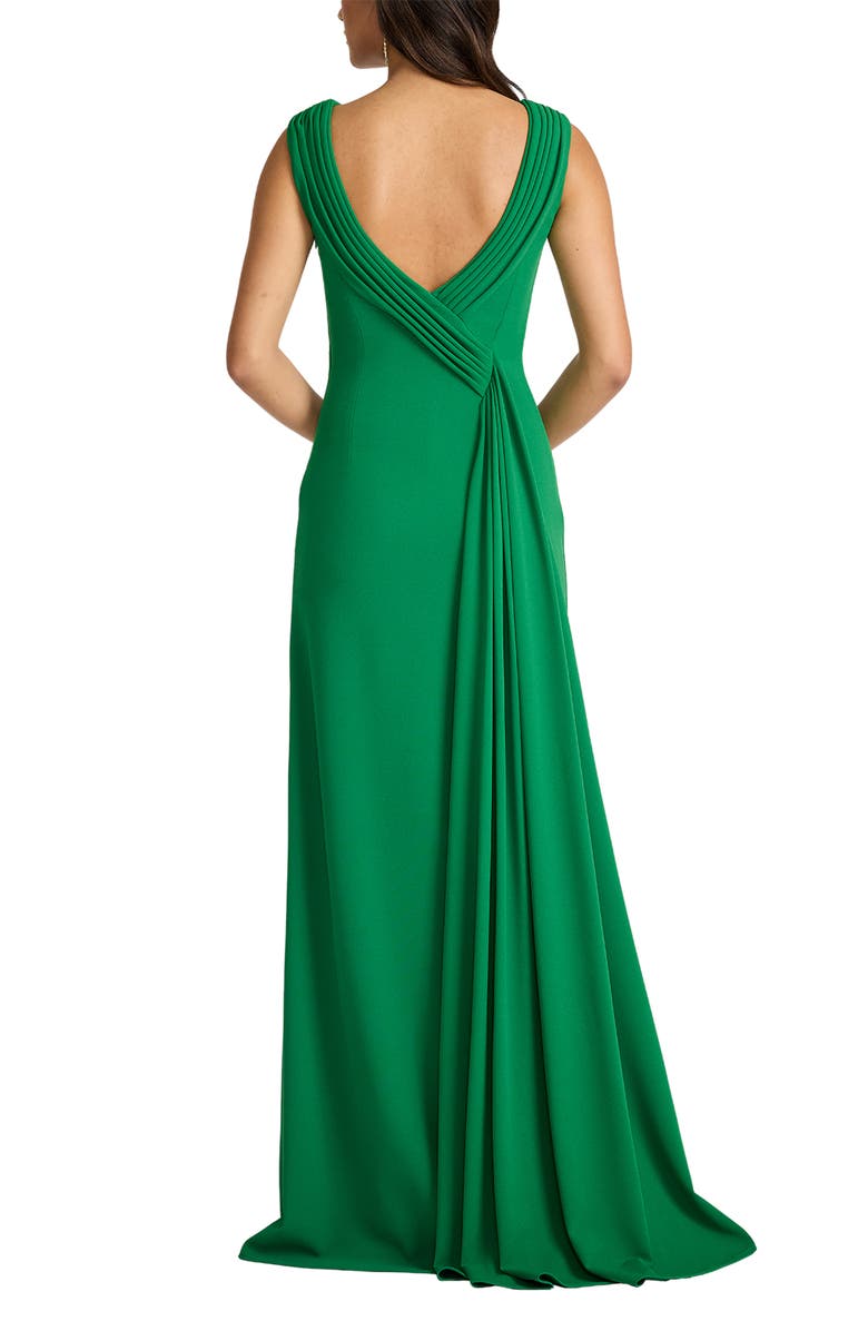 Tadashi Shoji V-Back Crepe Gown, Alternate, color, Bamboo