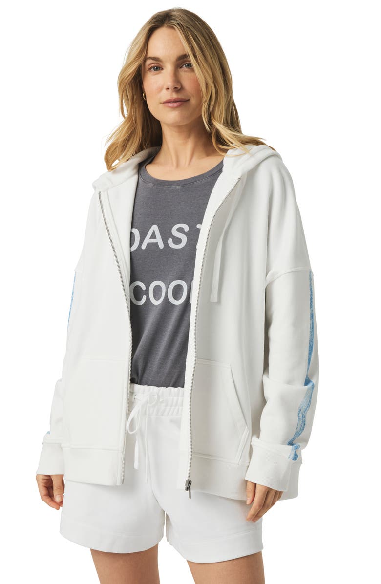 Splendid Cotton Terry Cloth Graphic Zip-Up Hoodie, Alternate, color, 