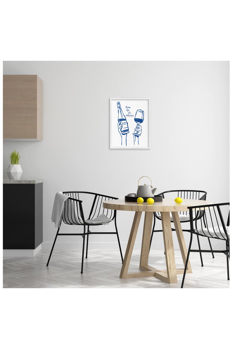 Enjoy Life with Wine Framed Art Print, Alternate, color, BLUE