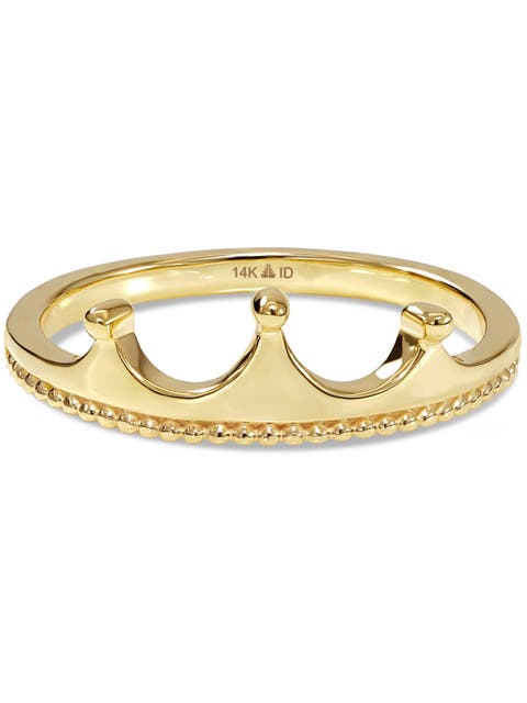 Crown Ring in 14K Gold, 6mm