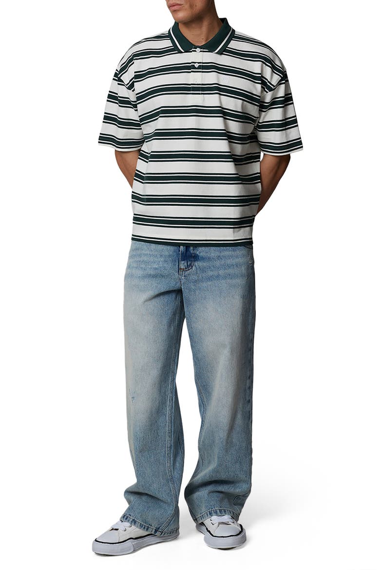 Boxy Fit Striped Polo, Alternate, color, Green