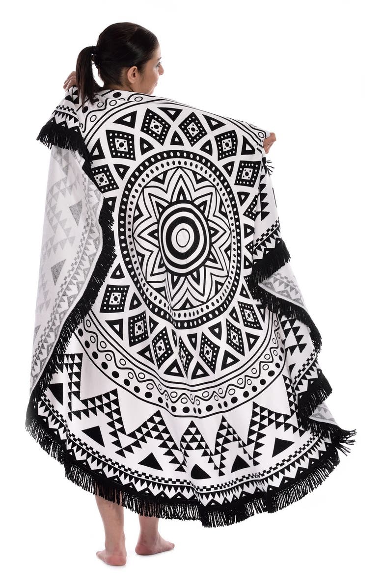 Linum Home Textiles 'Kilim' Turkish Pestemal Round Beach Towel, Alternate, color, 