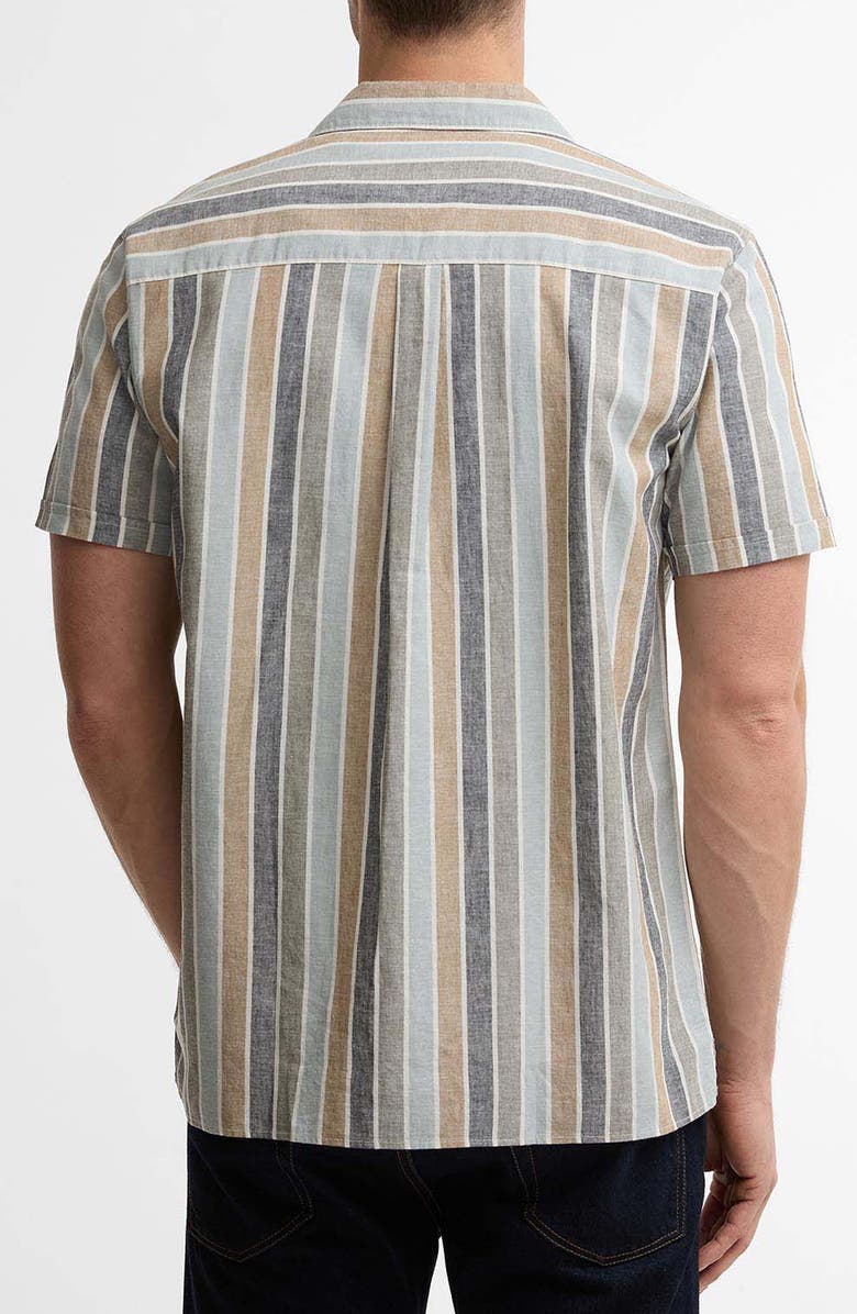 Barbour Hayton Stripe Slub Cotton & Linen Camp Shirt, Alternate, color, Dusty Slate