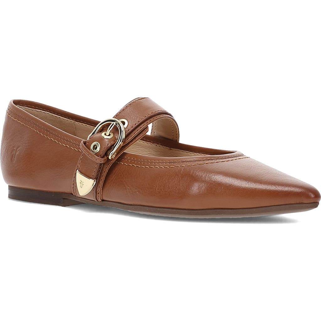 Frye Heather Leather Mary Jane Ballerina Flats In Dark Latte