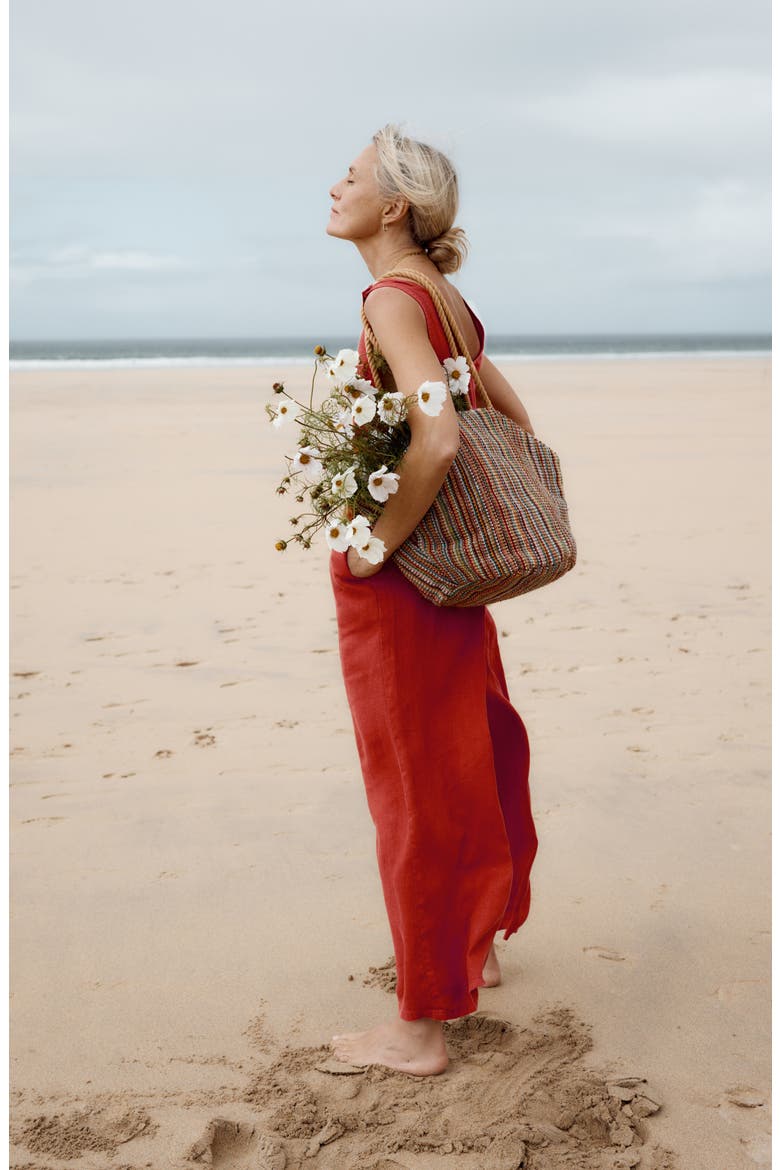 Salt Air Wide Leg Linen Jumpsuit, Alternate, color, CARNELIAN