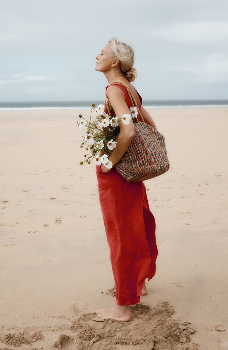 Seasalt Cornwall Salt Air Wide Leg Linen Jumpsuit, Alternate, color, Carnelian