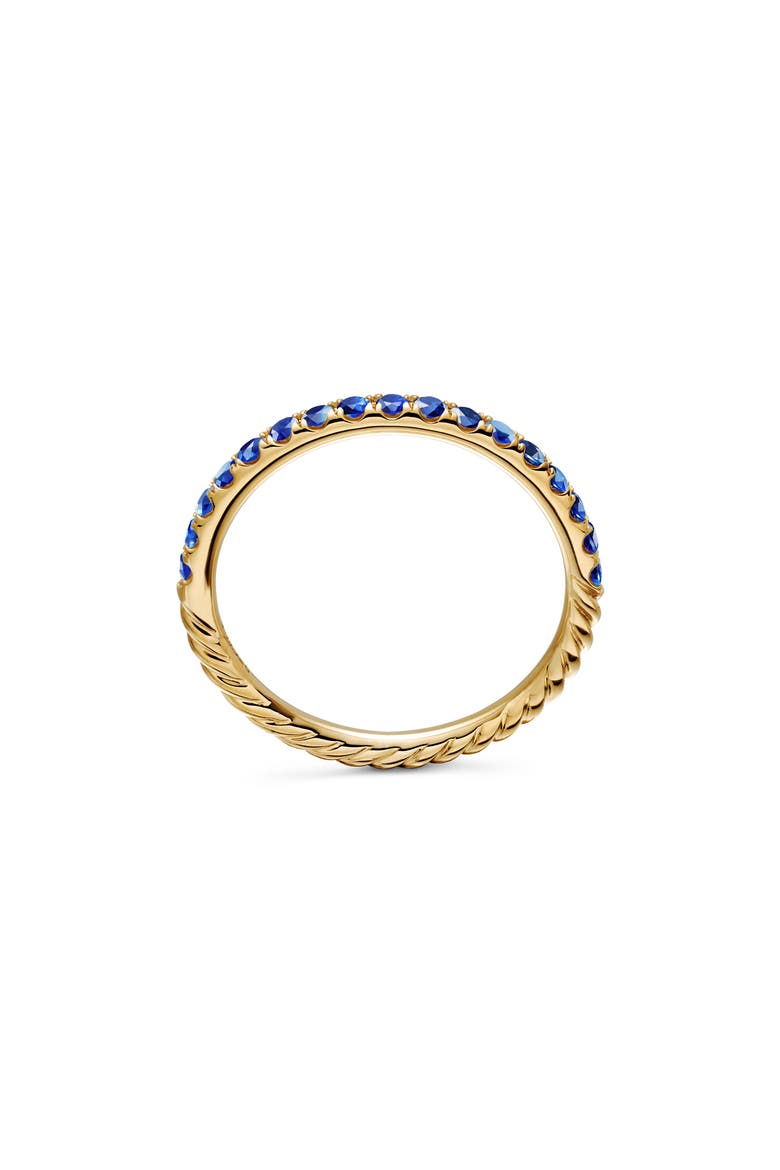 Cable Collectibles 18K Yellow Gold & Diamond Stackable Ring, 2mm, Alternate, color, BLUE SAPPHIRE