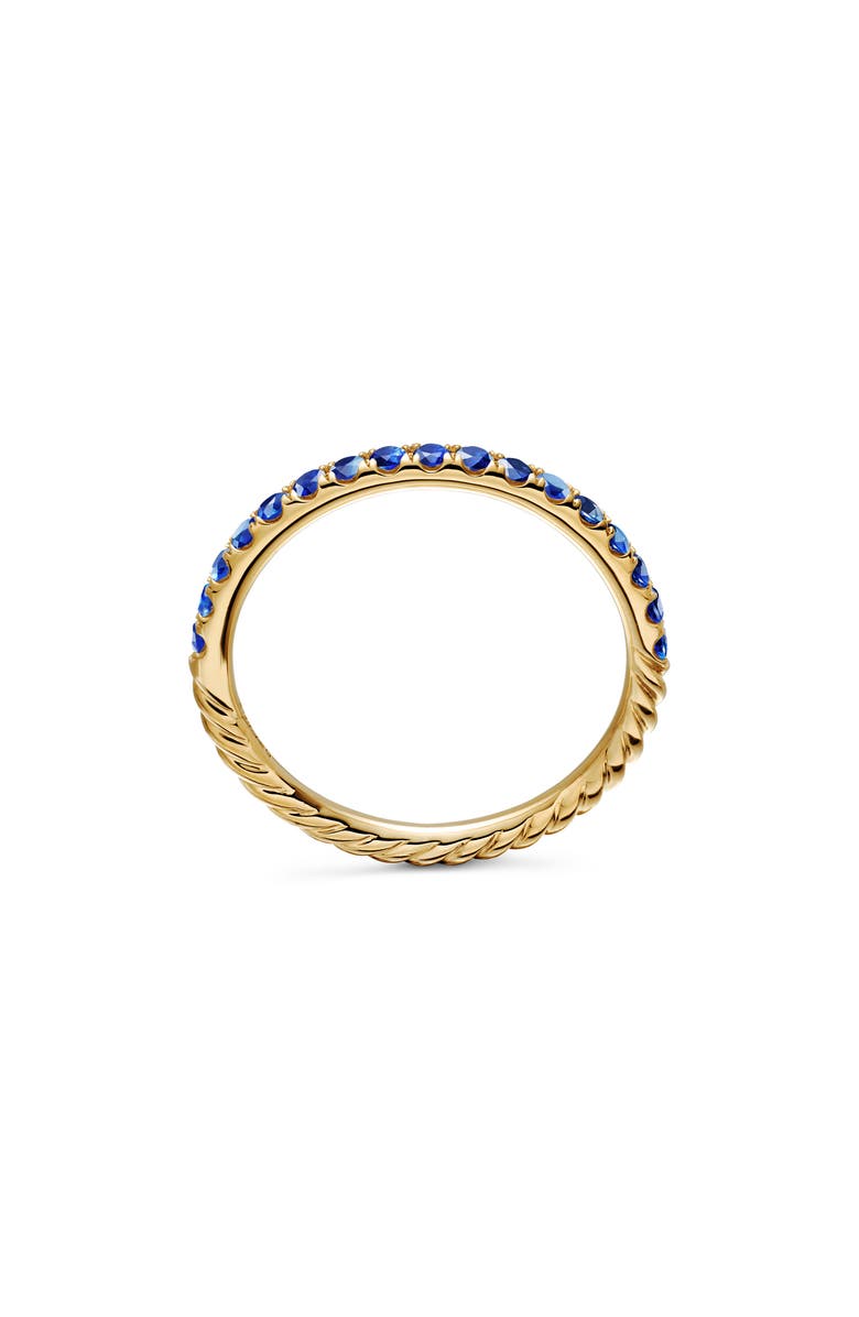 David Yurman Cable Collectibles 18K Yellow Gold & Diamond Stackable Ring, 2mm, Alternate, color, Blue Sapphire