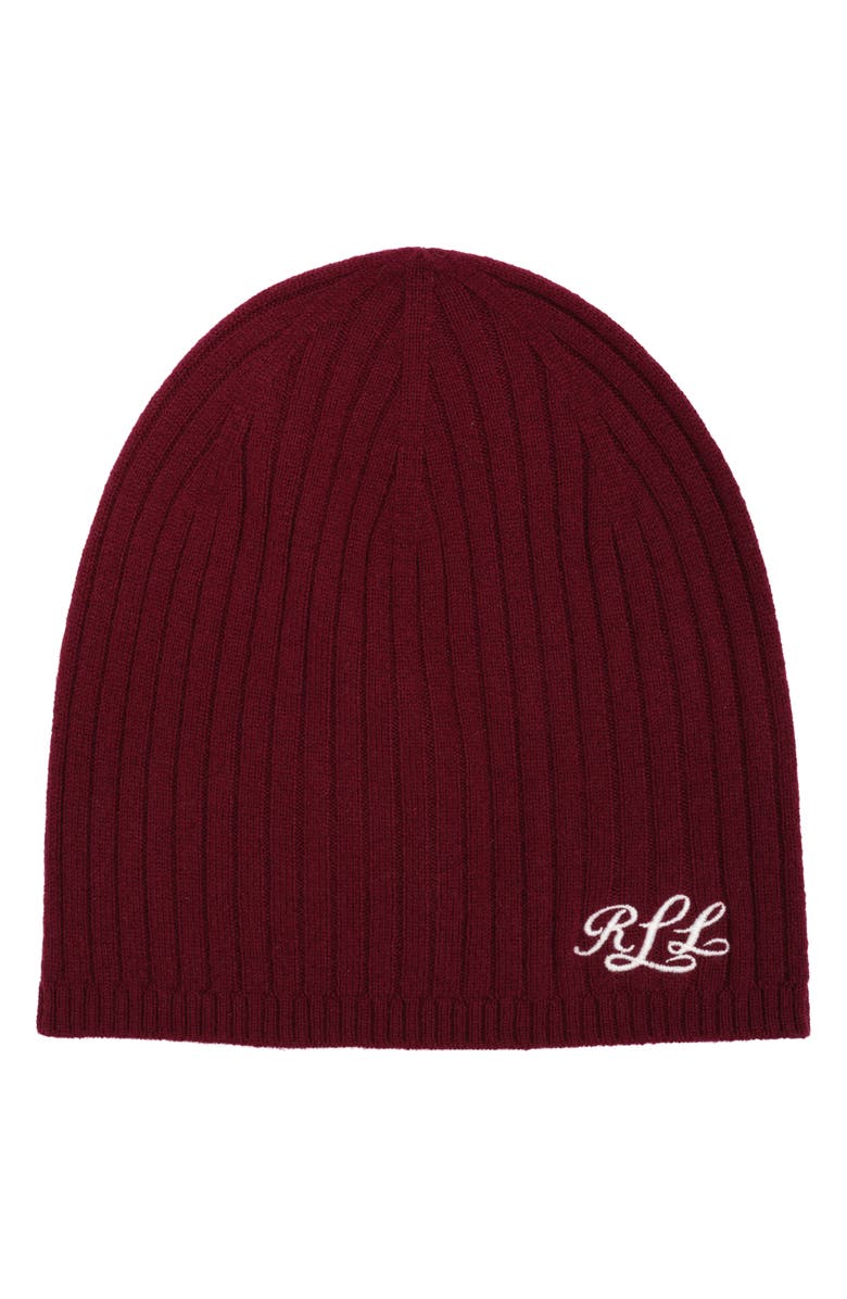 Lauren Ralph Lauren Signature Cashmere Beanie, Main, color, Dark Garnet