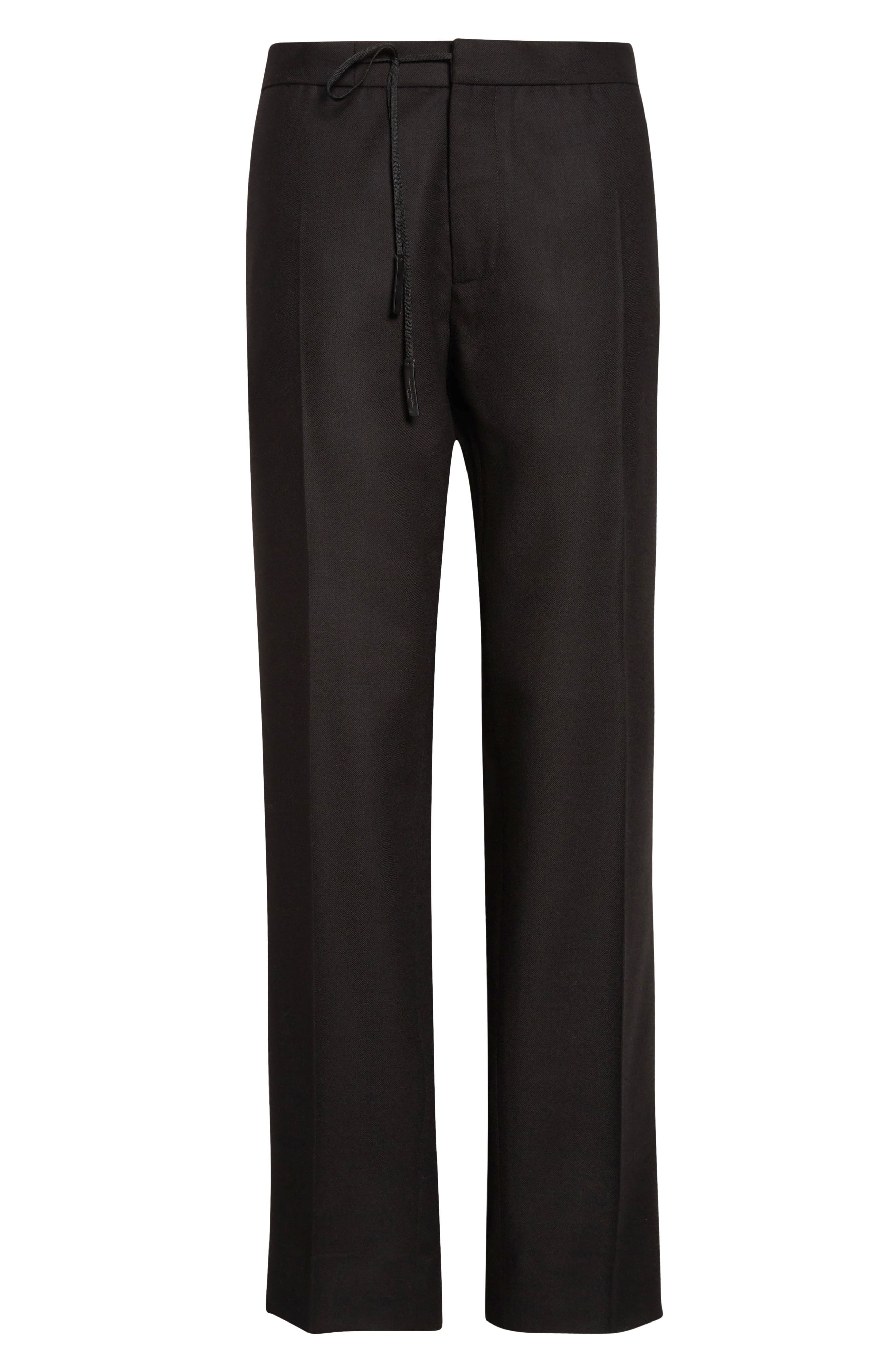 Maison Margiela Straight Leg Virgin Wool Flannel Trousers In Black