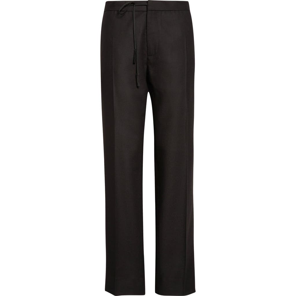 Maison Margiela Straight Leg Virgin Wool Flannel Trousers In Black