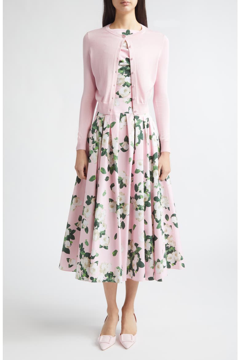 Rose Print Bateau Neck Midi Dress, Alternate, color, ROSEWATER MULTI